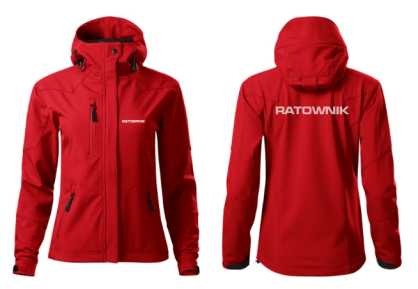 Kurtka, softshell dla ratownika czerwona damska
