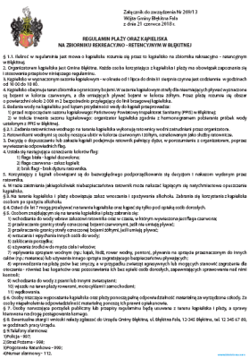 Regulamin kąpieliska, pływalni