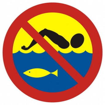 Naklejka - znak A-7 - kąpiel zabroniona - hodowla ryb