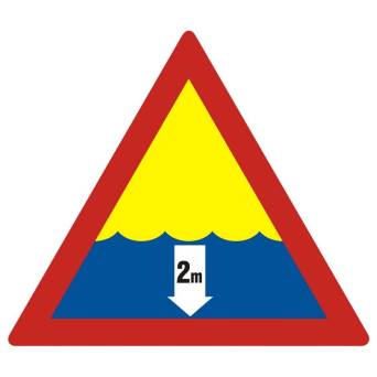 Znak C-2 - niebezpieczna głębokość wody - DIBOND