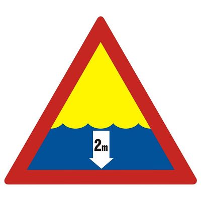 Naklejka - znak C-2 - niebezpieczna głębokość wody