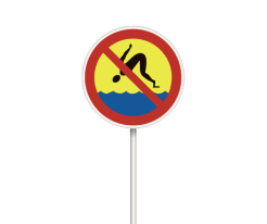 Metalowy znak na kąpielisko - A8 - zakaz skoków