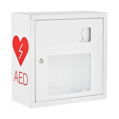 Szafka wewnętrzna, metalowa na defibrylator AED z alarmem dźwiękowym ASB1011